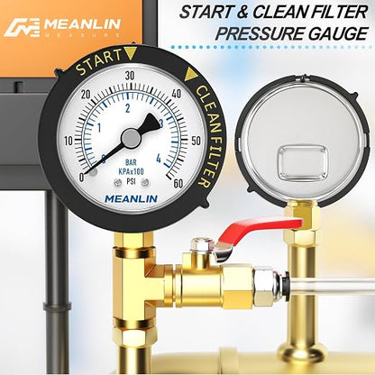 MEANLIN MEASURE 0~60Psi Stainless Steel Start and Clean Filter Pressure Gauge - Image 4