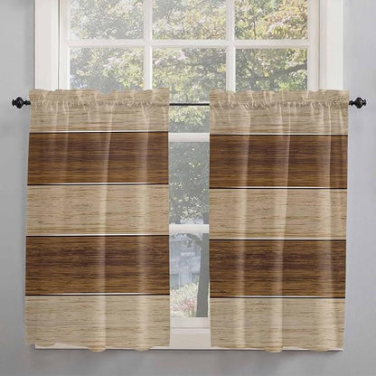 Retro Country Brown Wooden Board Window Valance Curtains, Farmhouse Gradient - Image 2