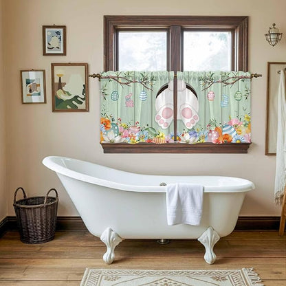 Easter Kitchen Tier Curtains 36 Inch Long 2 Panel Set, Rod Pocket Half Window - Image 5