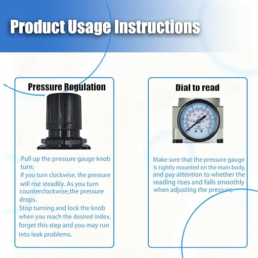 HengMinLingTong 1/4" NPT Compressed Air Filter Regulator Combo Piggyback - Image 5