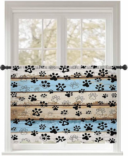 Sheer Curtains 54 Inch Length, Vintage Farmhouse Rustic Wooden Grain Privacy by Unknown