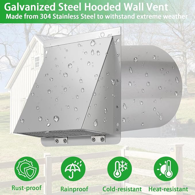 10 Inch Wall Vent Exhaust Vent Cover, Hooded Wall Vent - Image 5