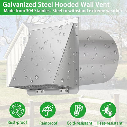8 Inch Wall Vent, Hooded Wall Vent - Image 5