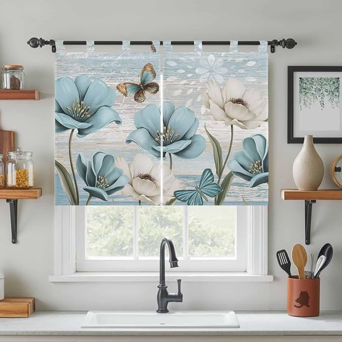 Spring Floral Bedroom Curtains 63 Inch Length, Window Curtains Tab Top - Image 3