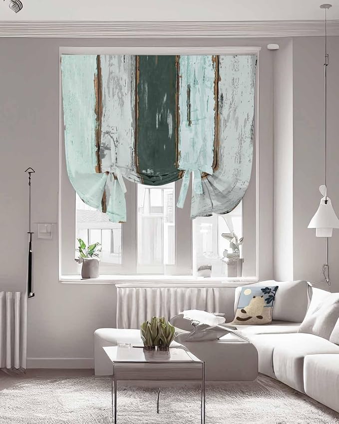 Tie Up Curtains for Windows, Vintage Wooden Retro Art Farmhouse Barns Thermal - Image 3