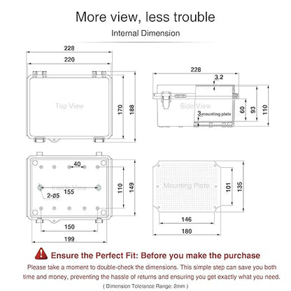 QILIPSU Outdoor WiFi Enclosure, 8.6"x6.7"x4.3" Waterproof Electrical Junction - Image 6