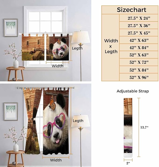 Farm Panda Kitchen Curtains 36 Inch Length, Small Window Curtains Tab Top - Image 8