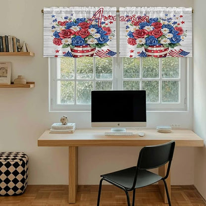 Independence Day Kitchen Tier Curtains 24 Inch Long 2 Panel Set, Rod Pocket - Image 6