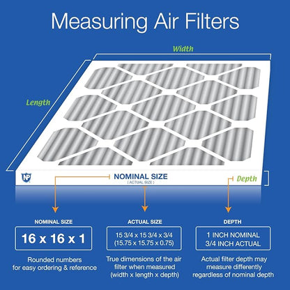 Nordic Pure 16x16x1 Furnace Air Filters MERV 8 Pleated Plus Carbon 4 Pack - Image 2