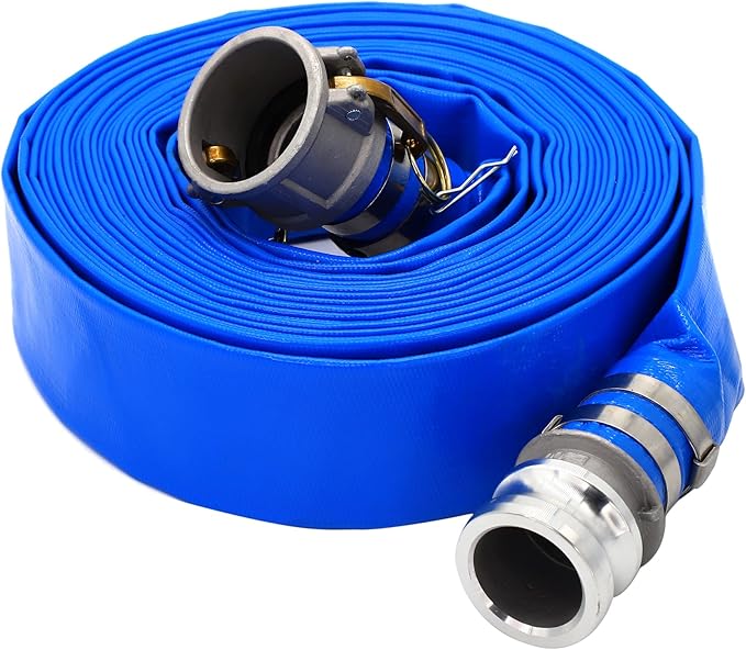 DAVCO 2" ID × 100 ft Pool Backwash Hose, Heavy Duty Reinforced Blue PVC Lay by DAVCO