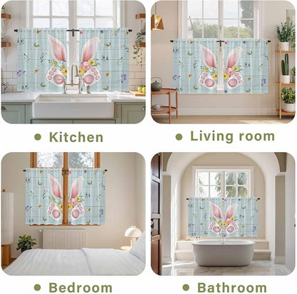 Easter Kitchen Tier Curtains 45 Inch Long 2 Panel Set, Rod Pocket Short Window - Image 8