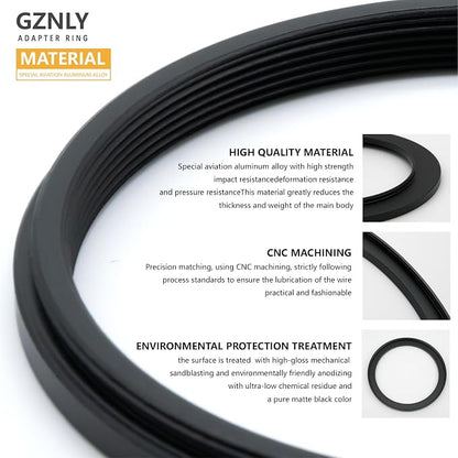 52mm to 49mm Step-up Adapter Rings Filter Adapter Black Metal Step Down Filter - Image 3