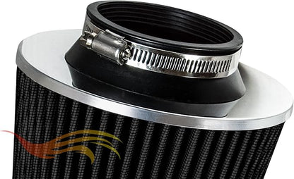 BLACK 3.5" 89 mm Inlet Narrow Air Cone Replacement Performance Washable - Image 5