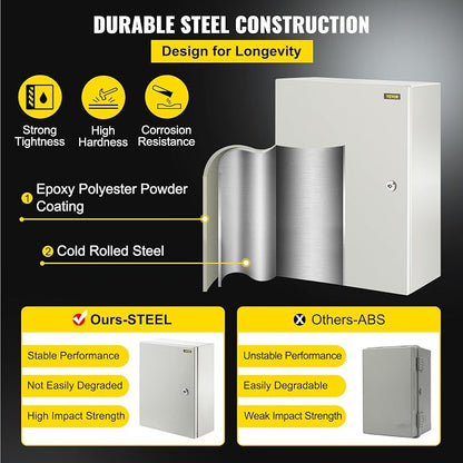 VEVOR Electrical Enclosure Box, Carbon Steel Hinged Junction Box, IP66 - Image 3