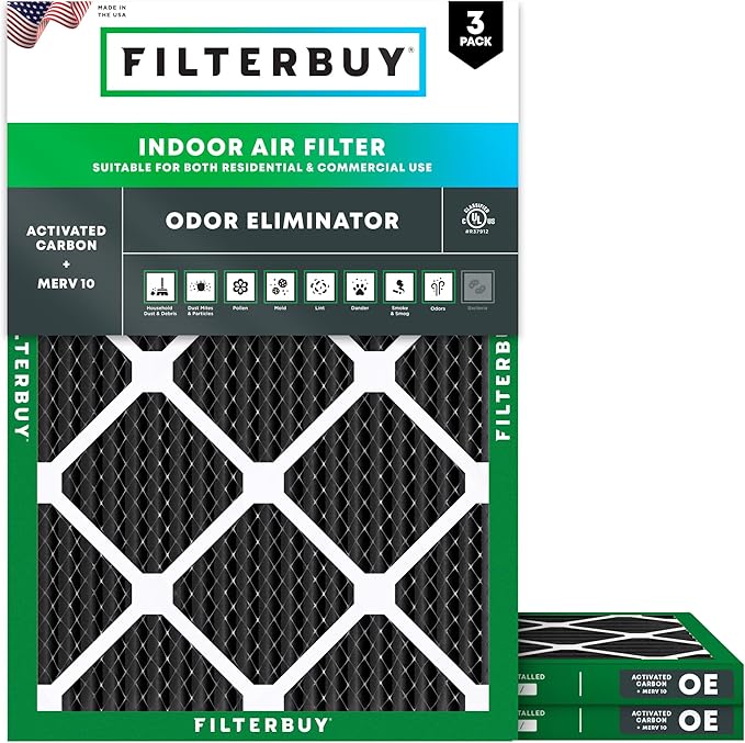 Filterbuy 18x25x1 Air Filter MERV 10 Odor & Allergy Defense by Filterbuy