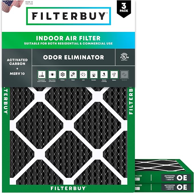 Filterbuy 16x18x1 Air Filter MERV 10 Odor & Allergy Defense by Filterbuy