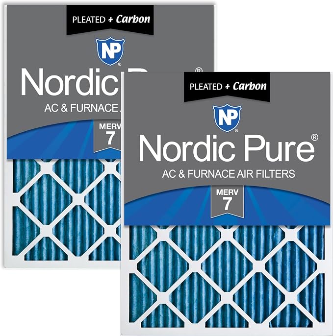 Nordic Pure 12x12x1 Pleated Air Filters MERV 7 Plus Carbon 2 Pack by NordicPure