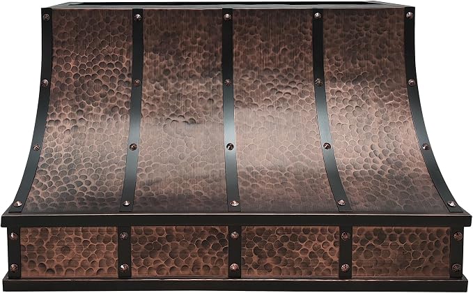 CT Copper Tailor Sloped Copper Vent Hood Wall Mount, 610 CFM Exhaust Fan by CTCopperTailor