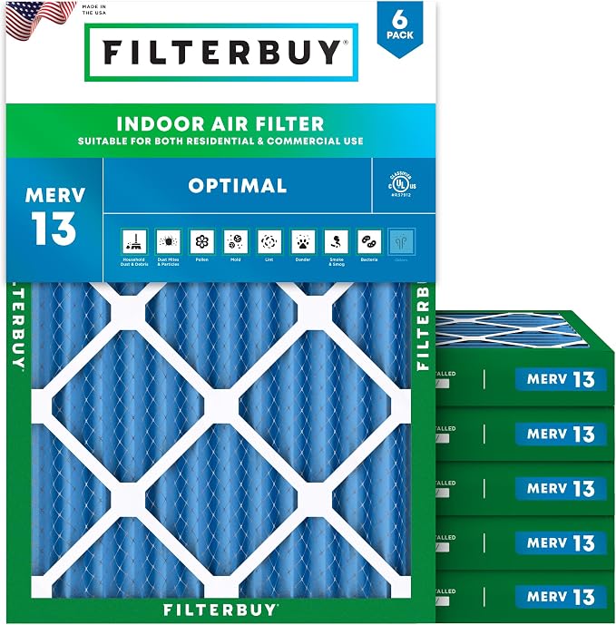 Filterbuy 18x24x2 Air Filter MERV 13 Optimal Smoke & Allergy Defense, by Filterbuy