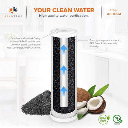 Aquaboon 5 Micron 10 x 2.5 Carbon Block Water Filter Cartridge CTO Whole House - Image 5