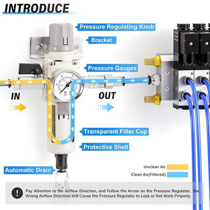 TAILONZ PNEUMATIC 1/2 Inch NPT Automatic Drain Air Filter Pressure Regulator - Image 3
