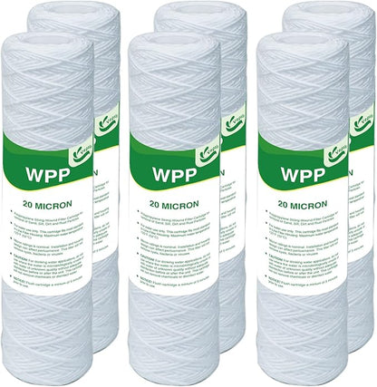 20 Micron String Wound Whole House Water Filter 10" x 2.5", 10-inch Universal by Vegebe