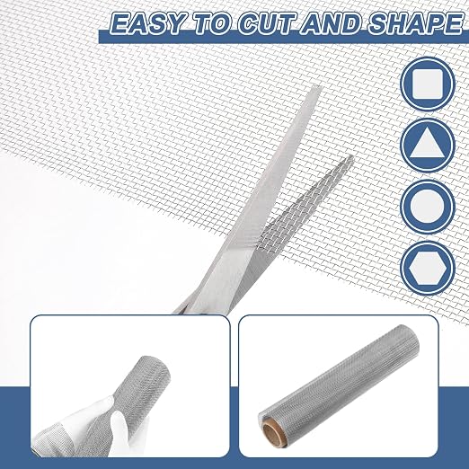 uxcell 16 Mesh 79" x 10" Woven Wire Mesh, 316 Stainless Steel Air Vent Filter - Image 4