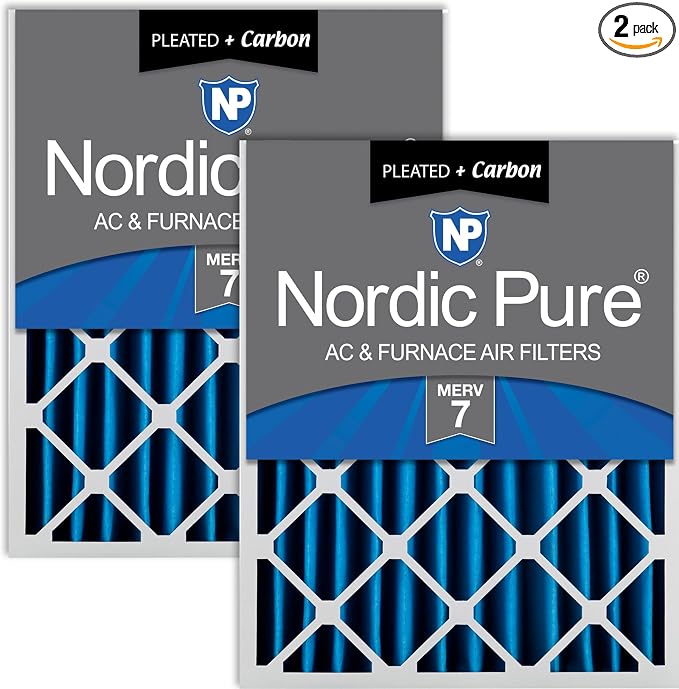 Nordic Pure 16x24x4 Pleated Air Filters MERV 7 Plus Carbon 2 Pack by NordicPure