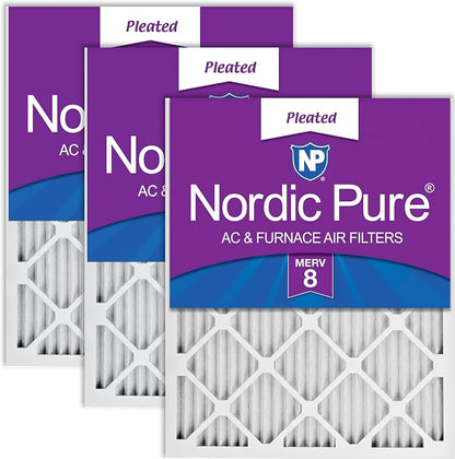 Nordic Pure 12x24x1 Pleated MERV 8 Air Filters 3 Pack by NordicPure