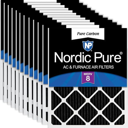 Nordic Pure 16x20x1 Pure Carbon Pleated Odor Reduction Furnace Air Filters 12 by NordicPure