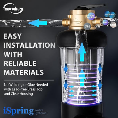 iSpring WSP200ARJ-BP, NSF Certified, Whole House Spin-Down Sediment Water Filter - Image 8