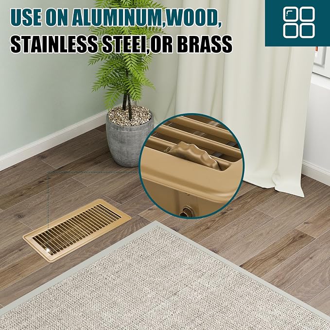 VOISEN Floor Register 4x12, 2 Pack Floor Vent Covers, Steel Adjustable Air - Image 8