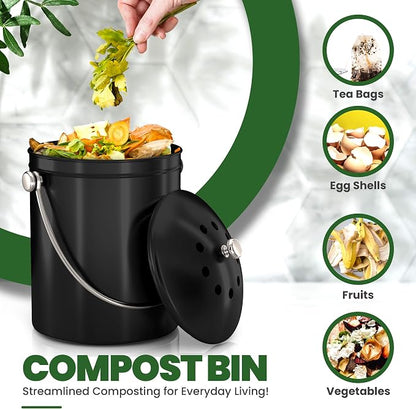 Utopia Kitchen Compost Bin for Kitchen Countertop, 1 Gallon Compost Bucket for - Image 4