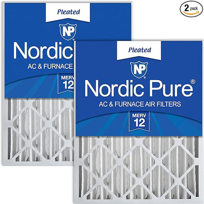 Nordic Pure 16x25x4 Pleated MERV 12 Air Filters 2 Pack by NordicPure