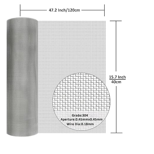 304 Stainless Steel Mesh Screen#40Mesh -Size:15.7"x47.2", - Image 2