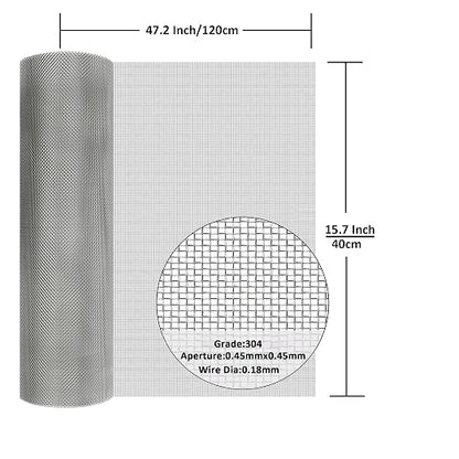 304 Stainless Steel Mesh Screen#40Mesh -Size:15.7"x47.2", - Image 2