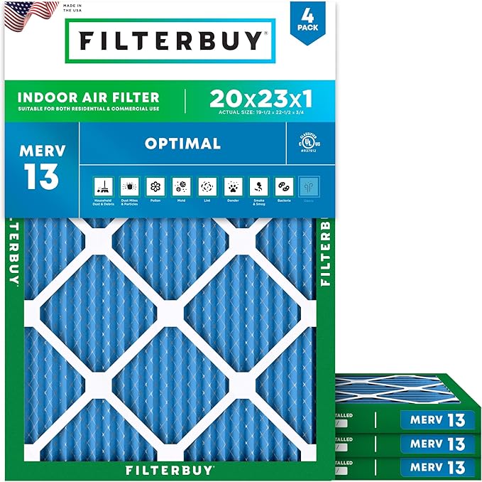 Filterbuy 20x23x1 Air Filter MERV 13 Optimal Smoke & Allergy Defense, by Filterbuy