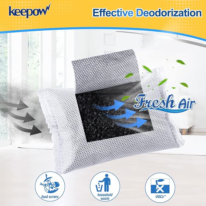 KEEPOW Activated Charcoal Odor Absorber, Trash Can Deodorizer, Diaper Pail - Image 2