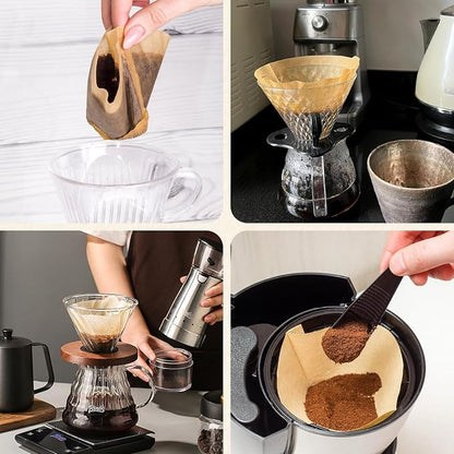 200 Count #4 Cone Coffee Filters 8-12 Cup, Unbleached Natural Paper, Disposable - Image 7