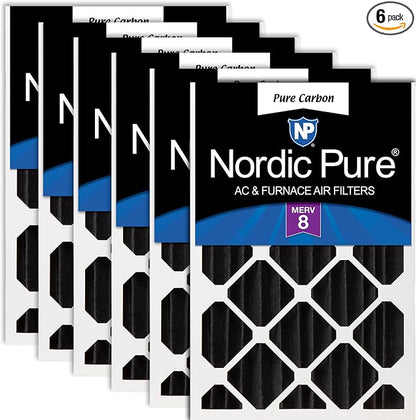 Nordic Pure 20x25x4 Pure Carbon Pleated Odor Reduction Merv 8 Furnace Filters 6 by NordicPure