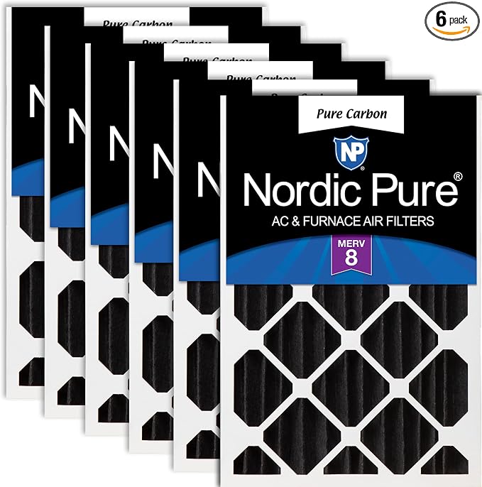 Nordic Pure 16x24x4 Pure Carbon Pleated Odor Reduction Merv 8 Furnace Filters 6 by NordicPure