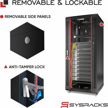 Sysracks 27U Wall Mount Server Rack Cabinet, 19” Locking Network Rack, 24” Deep - Image 5