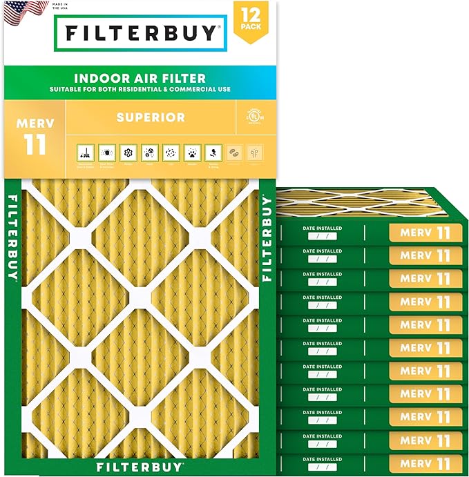 Filterbuy 12x25x1 Air Filter MERV 11 Superior Pet & Allergy Defense, by Filterbuy