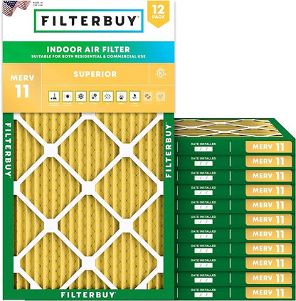 Filterbuy 12x25x1 Air Filter MERV 11 Superior Pet & Allergy Defense, by Filterbuy