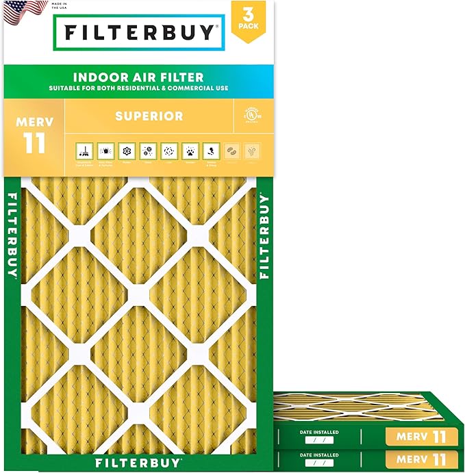 Filterbuy 13.5x29.5x1 Air Filter MERV 11 Superior Pet & Allergy Defense by Filterbuy
