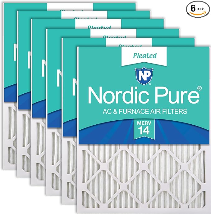 Nordic Pure 16x24x1 Pleated MERV 14 Air Filters 6 Pack by NordicPure