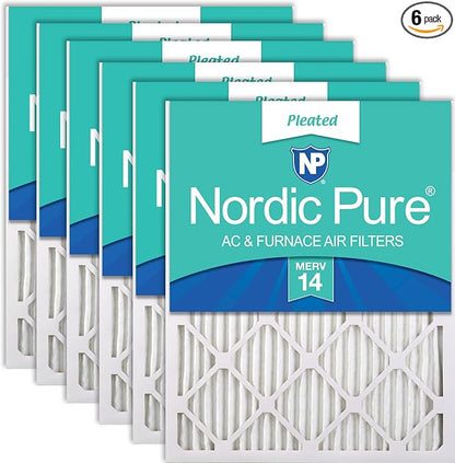Nordic Pure 24x24x1 Pleated MERV 14 Air Filters 6 Pack by NordicPure