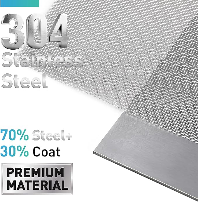 304 Stainless Steel Mesh Window Screen Roll, 35IN x 10FT Silver Metal Window - Image 2
