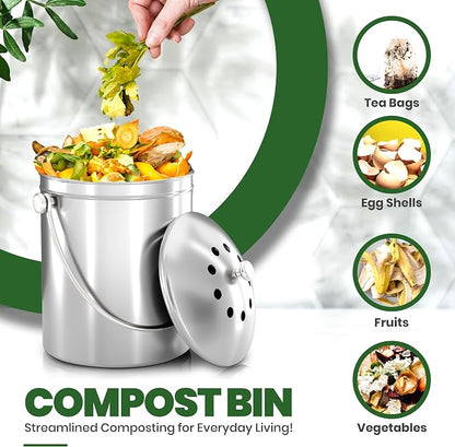 Utopia Kitchen Compost Bin for Kitchen Countertop, 1 Gallon Compost Bucket for - Image 4