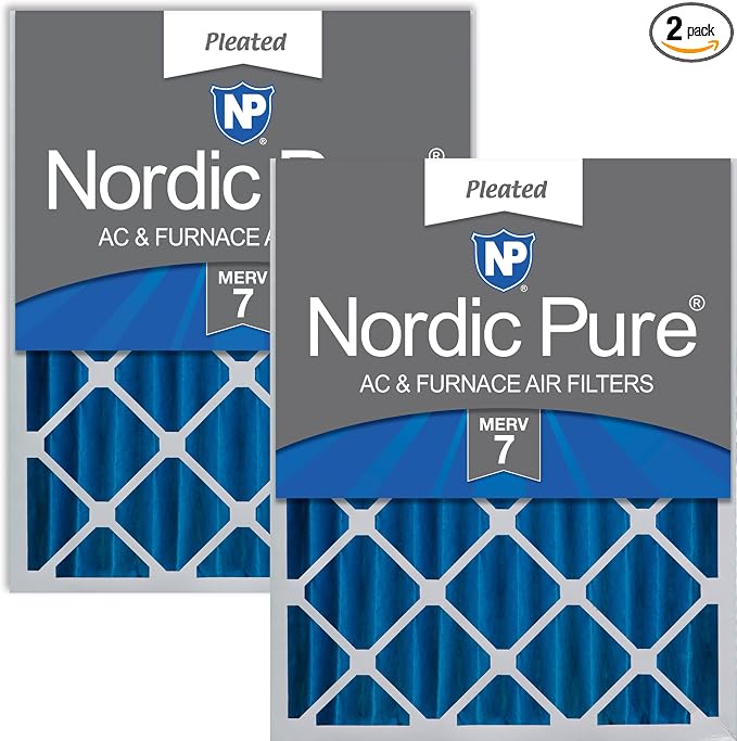 Nordic Pure 16x20x4 Pleated MERV 7 Air Filters 2 Pack by NordicPure